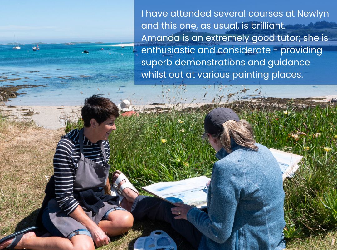 Amanda Hoskin Amanda Hoskin, artist, sat with an art student by the sea